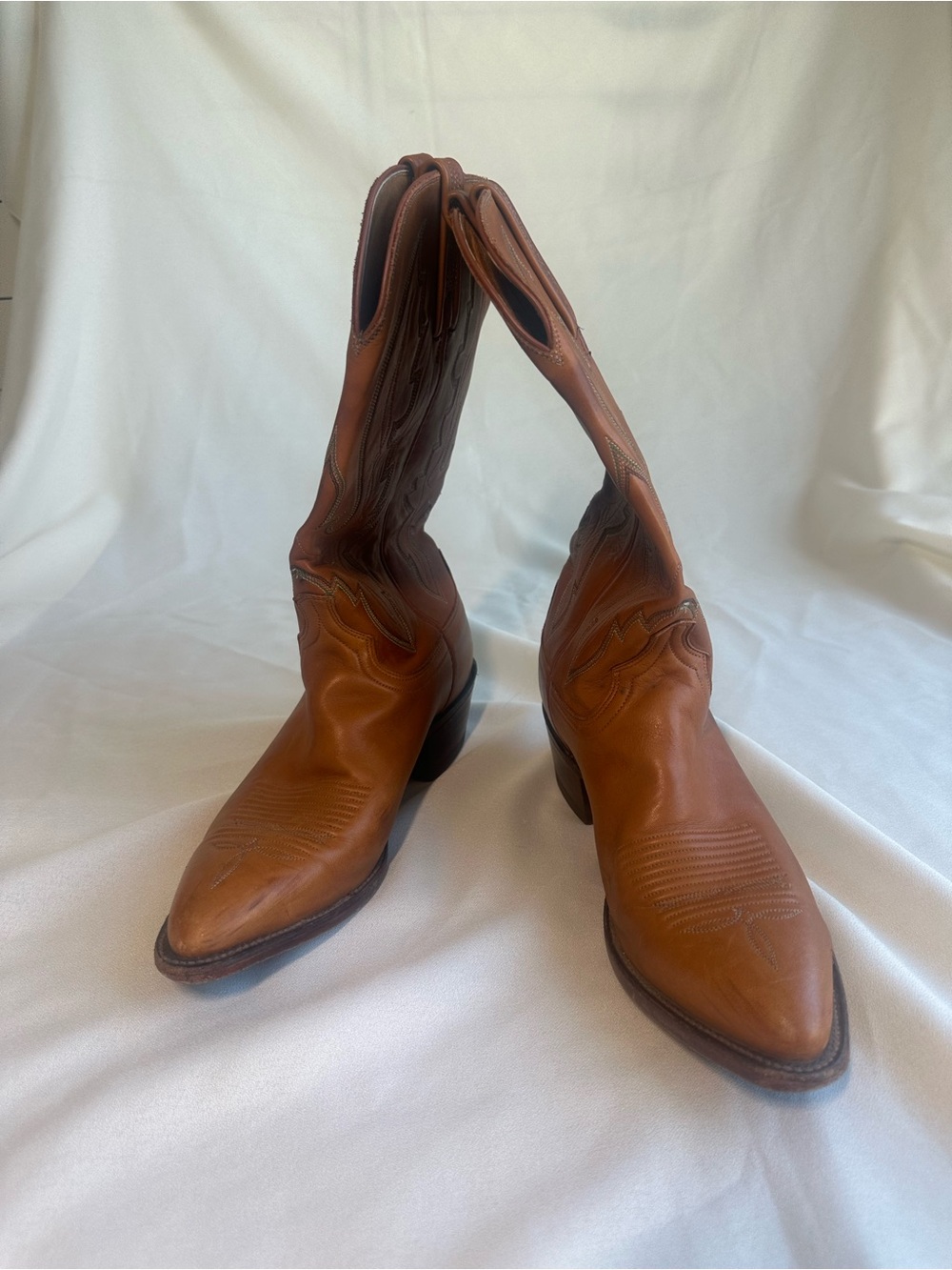 Lucchese Tan Leather Women's Western Heeled Boots